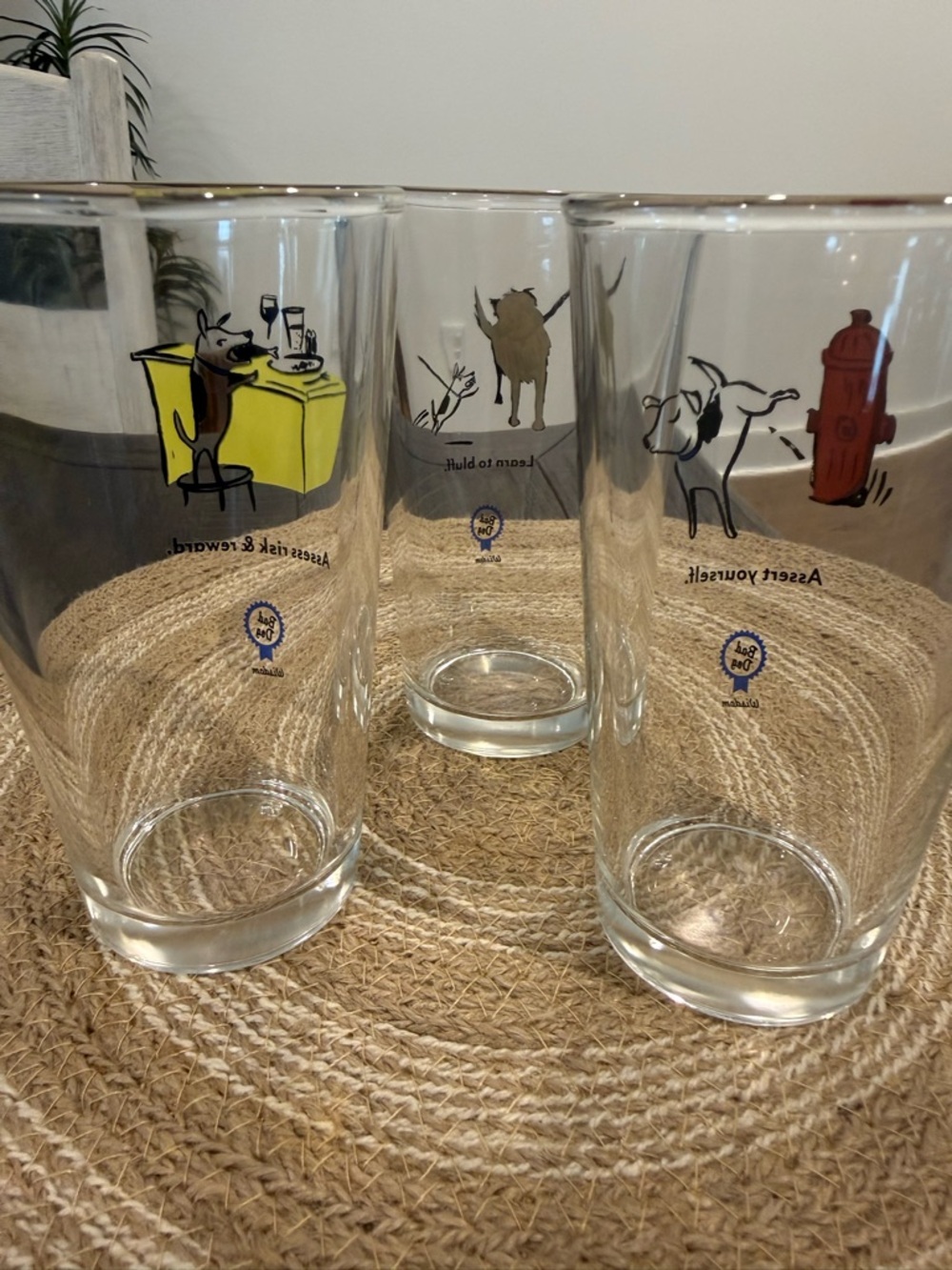 Vtg Bad Dog Brand Wisdom Glass Drinking Glasses Set of 3 Funny Theme Drinkware - Picture 14 of 16